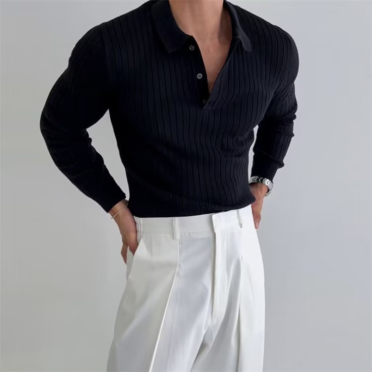 Men's Slim-Fit Solid &amp; Striped Knit Polo Shirt