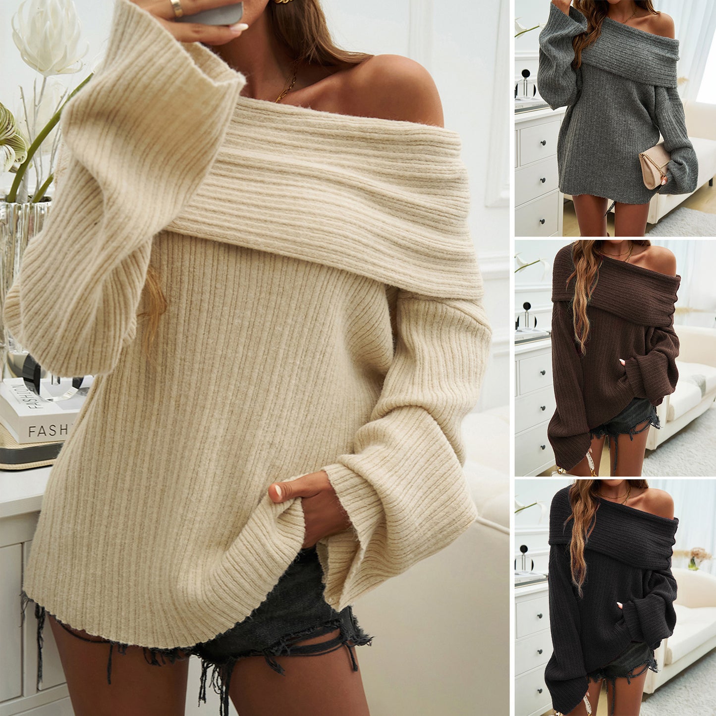 Cozy Off-Shoulder Knit Sweater