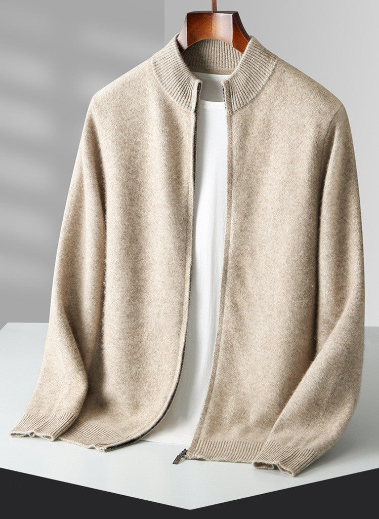 Men's Premium Double-Strand Wool Collar Cardigan