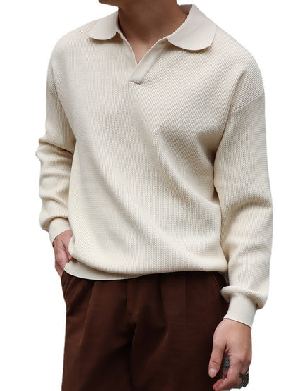 Lightly Mature V-neck Sweater Men's Retro POLO